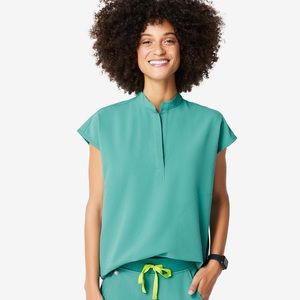 Figs marine scrub rafaela mandarin collar top